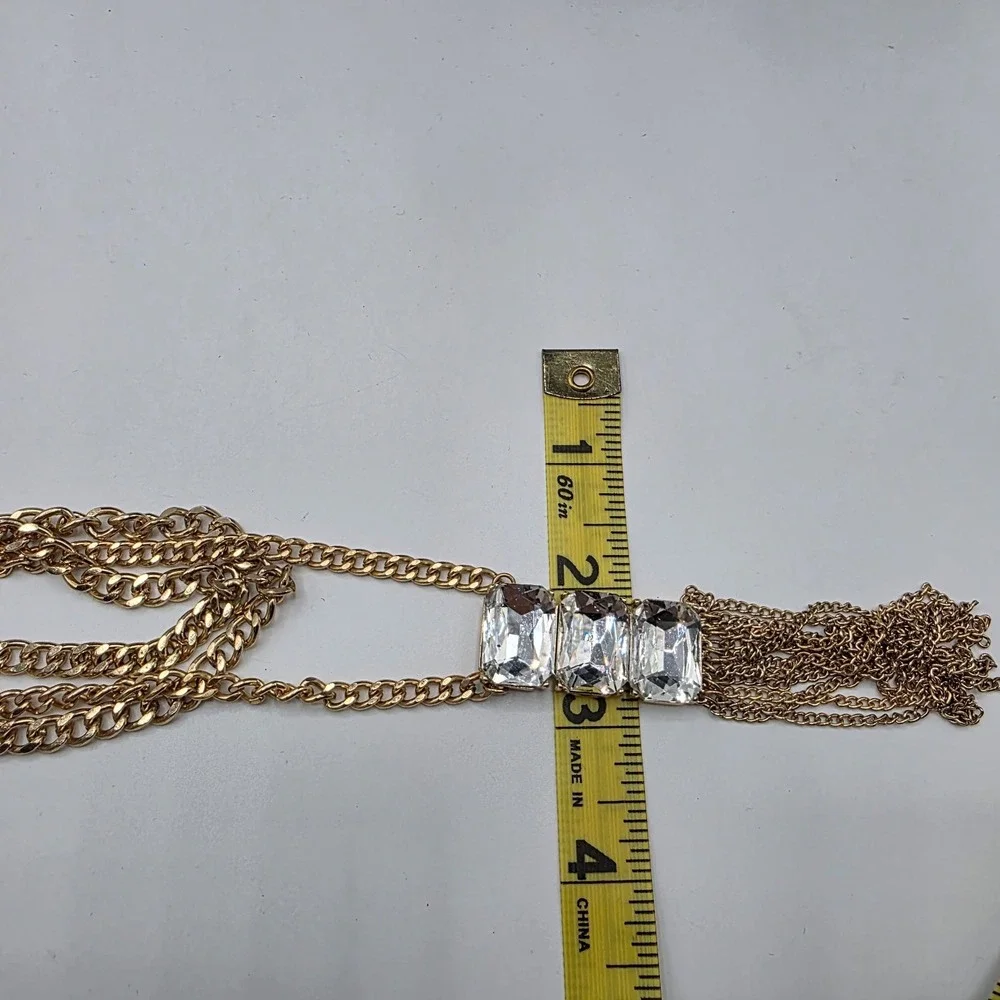 Womens Multi Strand Gold Tone‎ Womens Necklace Fringe Long Pendant 34